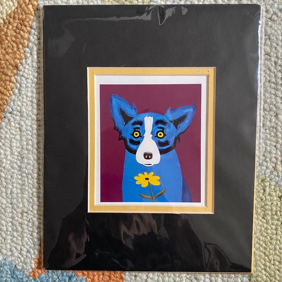 Y2K I George Rodrigue I Matted "Daisy" Blue Dog Note Card - Picture 1 of 16